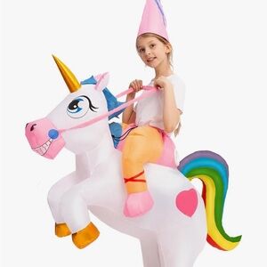 Inflatable Unicorn Costume for Kids - Pink and White